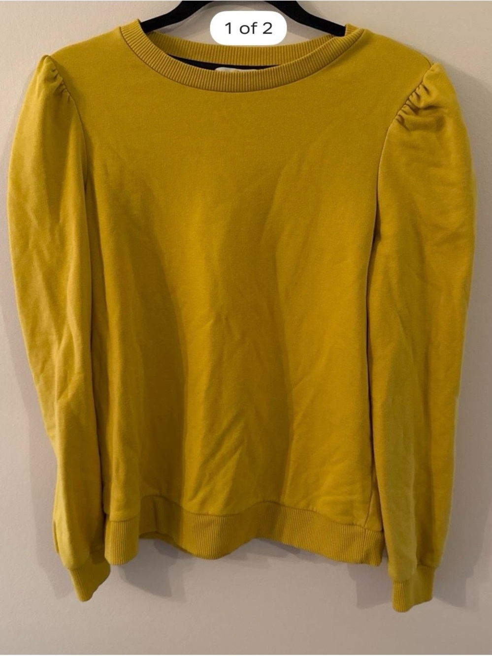 Boden Yellow Ribbed-Neck Sweatshirt